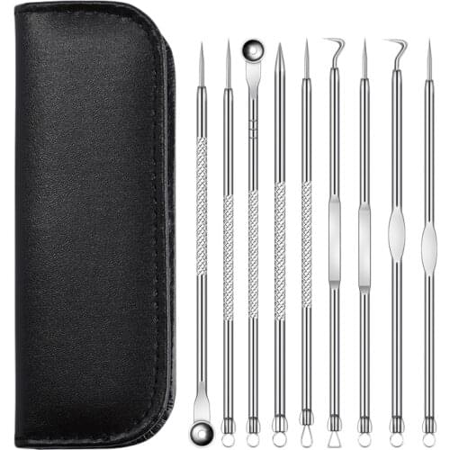 9Pcs Acne Removing Blackhead Needle Tool Set Acne Extractor Stainless Steel Black Spot Removal Skin Care Tool