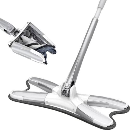 X-type Floor Mop Heads 360 Degree Squeeze Flat Mop Hand-free Wash Household Lazy Mop Home Cleaning Tool With Replaceable Cloth