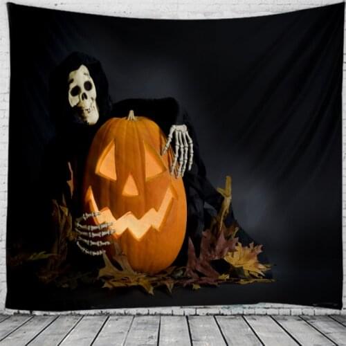 Halloween Evil Pumpkin Print Wall Tapestry Tapestries Wall Hanging Flower Psychedelic Tapestry Wall Hanging Decor Halloween Deco