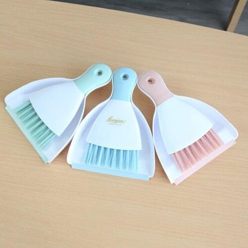 Mini Desktop Keyboard Sweep Dustpan Cleaning Brush Corner Broom Pan Set with Handle Household Cleaning Tool