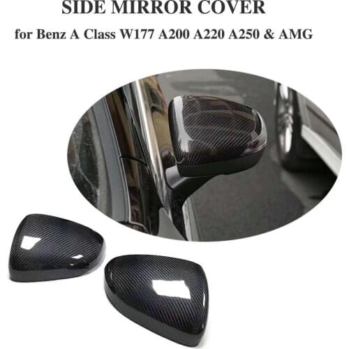 Real Carbon Fiber Side Mirror Cap Cover shell for Benz A Class W177 2019 Auto Car Rearview mirror cover LHD