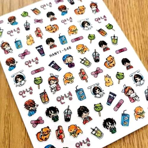 Newest HANYI 548 3D design nail art sticker decal stamping back gule DIY nail decoration tools