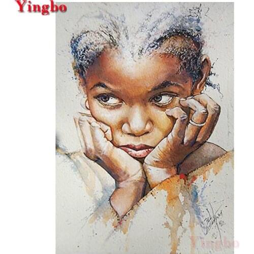 Full drill DIY Diamond Painting African little girl 3d picture rhinestones Embroidery Diamond Mosaic Full Square Round 5d art