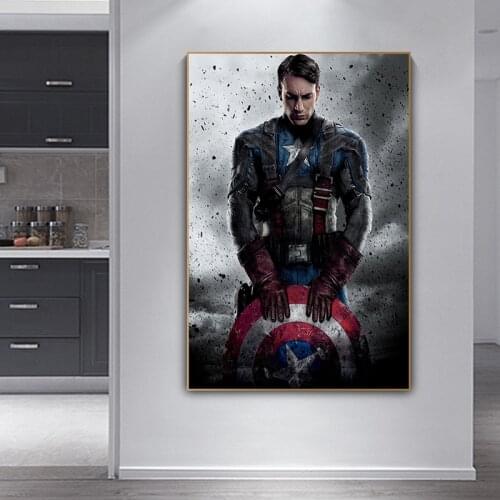 Marvel Avengers Captain America Poster Superhero Movie Canvas Print Painting Modern Mural Picture Home Decor NO FRAME