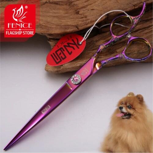 Fencie Professional purple 7.0 inch/8.0 inch imported 440c dog hair grooming cutting shears