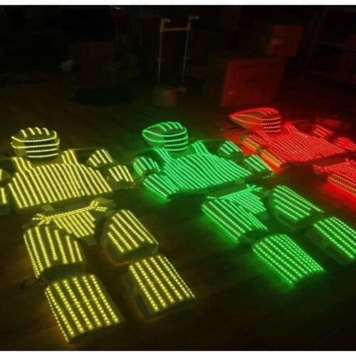 RE30 Tron led costumes robot men suit dj lighted stage wears led helmet RGB colorful light armor outfit bar dress clothes disco