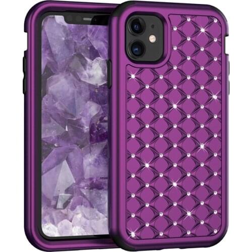 Luxury Diamond Shockproof Armor Phone case For iPhone SE 2020 11 Pro Max XR X XS Max 6 6s 7 8 Plus 3 in 1 Soft PC+TPU Back Cover