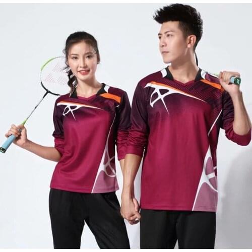 Long sleeve purple Badminton shirt Sportswear Tennis shirt Women/Men sports Table tennis clothes breathable exercise shirts