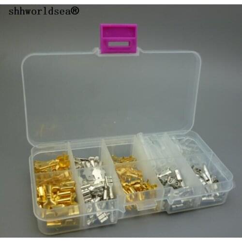 Shhworldsea 1/2/5/10/100 set 6.3MM 2.8MM 4.8MM 4.0MM Mix 10 kinds Spade Crimp Wire Cable Connector Terminal Male Female Kit