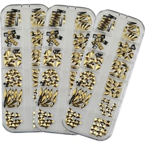 360pcs AB Diamonds for Nails Rhinestones 12 Shapes Flatback 3D Rhinestones for Nails Art Jewelry