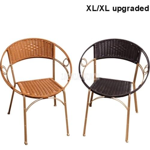1 Set of 2pcs Rattan Chair Simple Home Balcony PE Rattan Weave Metal Frame Leisure Chair With Backrest For Adult XL/XL upgraded