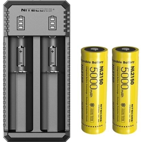 NITECORE UI2 Dual-Slot USB Charging Smart Battery Charger + NITECORE 21700 Li-ion Rechargeable battery NL2150 5000mAh 3.6V 18Wh