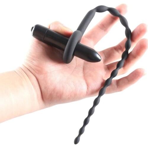 10 Frequency Vibration Long Silicone Penis Plug Urethral Dilators Sounding Penis Insert Stimulation Adult Sex Toys For Men