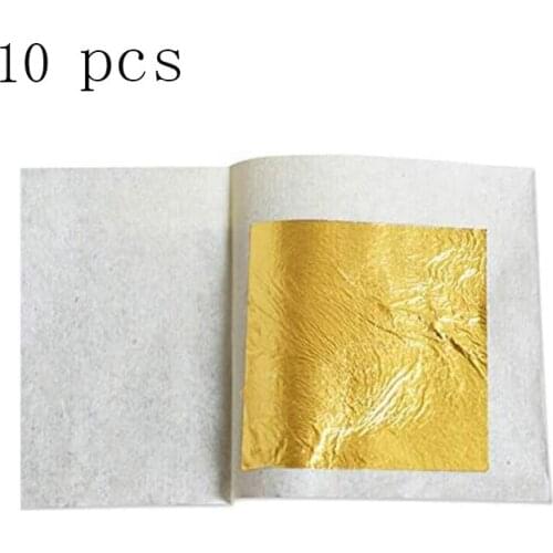 10 Pcs Craft Design Paper Imitation Gold Leaf Leaves Sheets Foil Paper Gilding DIY Crafts Party Decorations Decor Cake Food