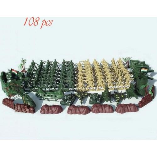 108pcs Military Toy Soldiers Army Men Blue Red Figures & Accessories Playset CHBR08 railway modeling model building kit