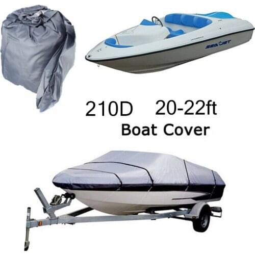 17-19ft 210D Boat Cover Waterproof UV Protector Oxford Marine Grade V-shape Grey Blue Trailerable Heavy Duty Sunproof Speedboat