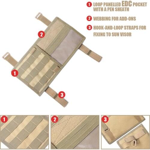 2 Pcs Tactical MOLLE Vehicle Visor Panel Truck Car Sun Visor Organizer CD Bag Holder Pouch Auto Accessories