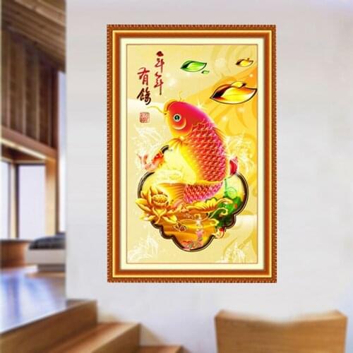 2016 Diy Couture Diamond Carp Painting 3 D Embroidery Of Diamond Crystal Round Animal Series Each Year
