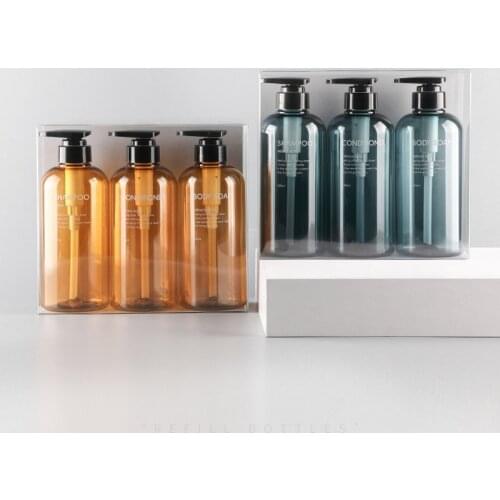 3pcs/set Soap Dispenser Bottle Bathroom Shampoo Bottle Large-capacity Press Type Lotion Body Soap Empty Bottle Set 300ML