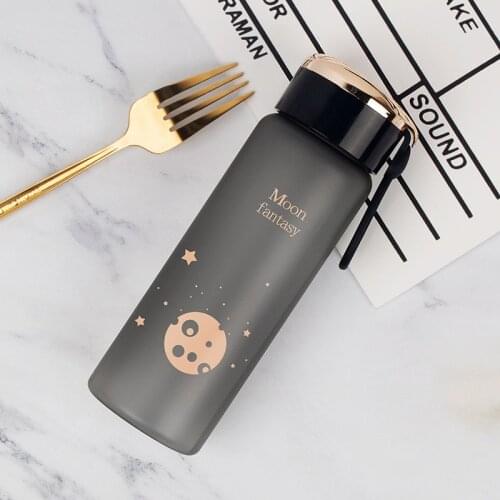 400ml Creative Plastic Water Bottle With Rope Loop Moon Star Plastic Cup Portable Sealed Leakproof Eco-Friendly Water Bottle