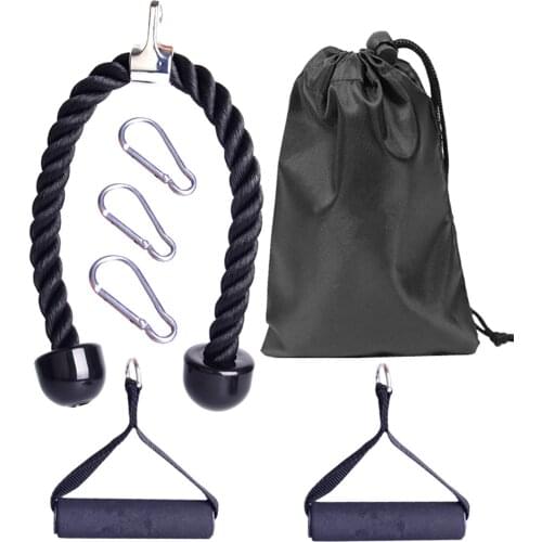 7pcs/set Tricep Rope with Carabiner Handles Triceps Pull Down Rope for for Arm Strength Workout Training
