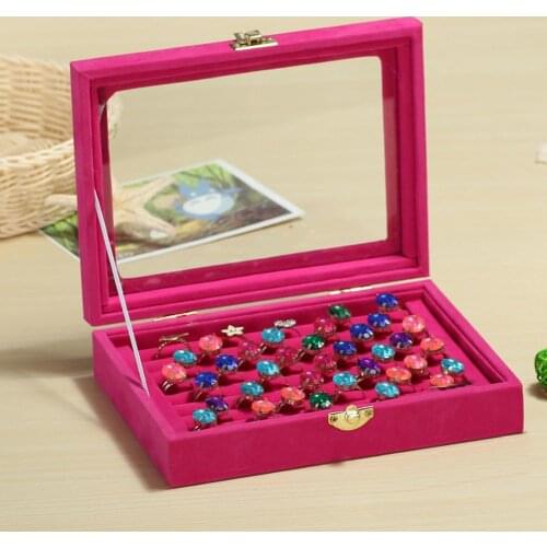 Velvet Wooden Earring Ring Holder Jewelry Box Rings Tray Holder Jewelry Storage Box Jewelry Display Organizer Stoarge Boxes