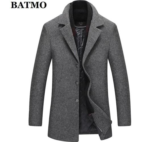 BATMO 2020 new arrival autumn&winter high quality wool casual trench coat men,mens wool jackets plus-size 1802