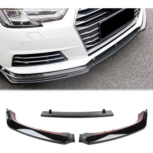 Glossy Black Car Front Bumper Lip Spoiler Kits Cover Exterior Moulding Trim For Audi A4 Sedan 2017 2018