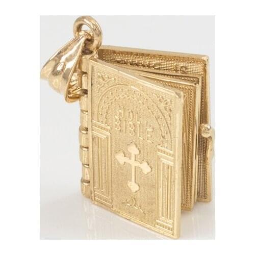 2021 Hit Vintage Golden Religion Bible Pendant Necklace Openable Book Necklace Faith Cross Necklace For women men Old man