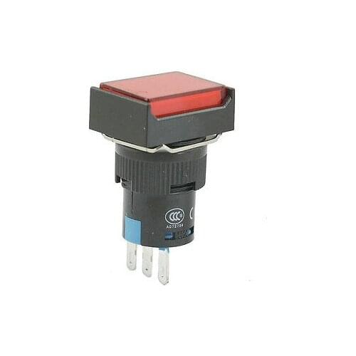 Momentary 1NO 1NC AC 3A 250V Red Rectangle Push Button Switch