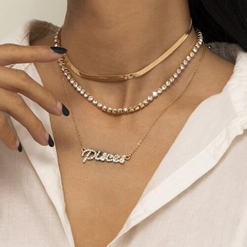 Fashion Simple Retro Flat Snake Claw Chain Multilayer 2021 Necklace Fashion Jewelry Personalized Diamond Letter Pendant Necklace