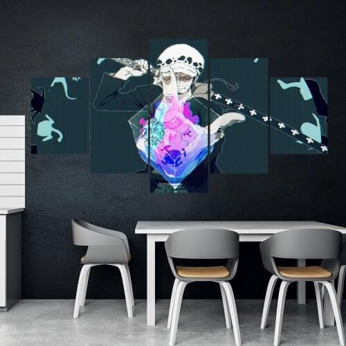 Home Decor Modular Picture 5 Piece ONE PIECE Trafalgar Law Anime Painting Poster Wall For Home Canvas Painting Wholesale
