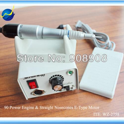 M33Es E-Type Motor + Straight Nose Cone Head + Strong 90 Dentle Nail File Polishing Electric Mini Micromotor Grinder 35k RPM 65W