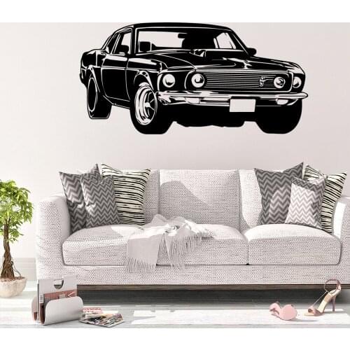 Muscle Car Wall Stickers Classic Racing Cars Vinyl Decal Bedroom Art Mural Sport Vehicle Auto Wallpaper Living Room Decoration