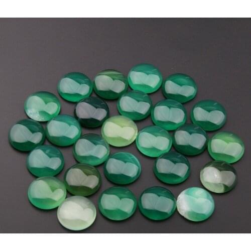 Natural Stone Green Agates Cabochon Beads 8 6 10mm Round No Hole Loose Beads For jewelry making DIY Ring Necklace accessories