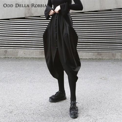 OddDellaRobbia 2021 Spring Summer Women New French Vintage Style Pearl-Breasted Lamb Leg Lantern Tooling Cotton Skirt Dress 1201