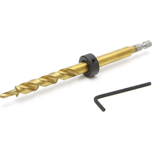 New Hex Pocket Hole 3/8" Twist Step Drill Bit+Stop Collar Set for Kreg Jig Guide