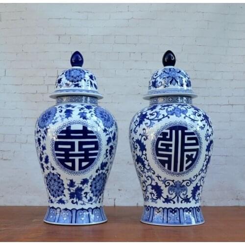 Chinese Blue And White Porcelain Ginger jar Ceramic storage Pot Model House Study Soft Decoration ceramic temple jar