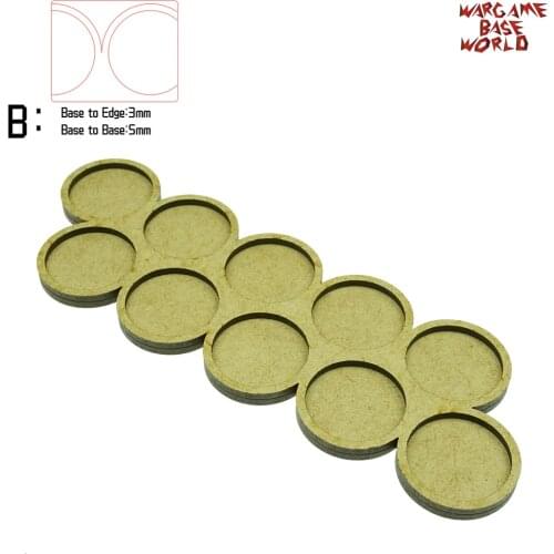 Wargame Base World - Movement Tray - 10 bases 32mm round - Double line Shape MDF