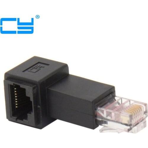 Right Angled 90 Degree 8P8C FTP STP UTP Cat 5e Male to Female Lan Ethernet Network Extension Adapter