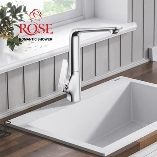 ROSE kitchen faucet, chrome finish solid brass bathroom sink basin mixer tap in the kitchen with aerator brass faucet for water R1313
