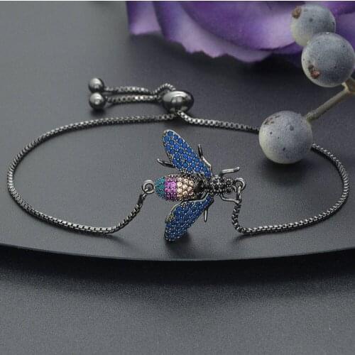 Luxury Insects Shape Multicolor Micro Cubic Zirconia Pave Dubai Women Bridal Wedding Engagement Bracelets Jewelry