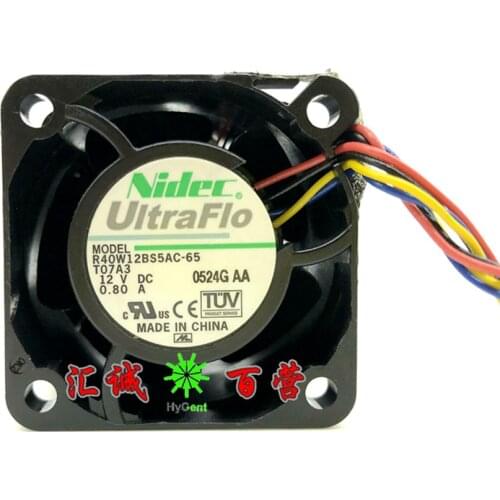 For Nidec 4056 R40W12BS5AC-65 12V 0.80A 4cm FAN-0086L4 Cooling Fan