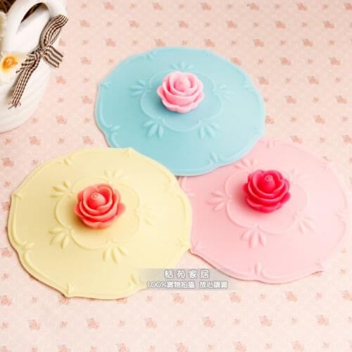 High Quality Large Mug Lid Heat Genuine Eco-friendly Silica Gel Lid Leakproof Cup Lid Rose Tea Cup Lid 2pieces/Lot Free Shipping