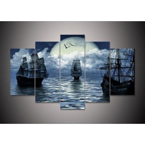 Moon Night Sailboat 5pcs 5d diy diamond painting mosaic art,full square Diamond embroidery,Diamond puzzles Y2787