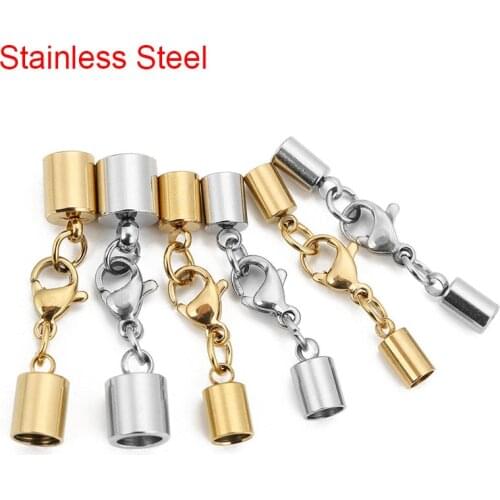 2/5sets Stainless Steel Clasps Hooks For 2 3 4 5 6mm Leather Cord Necklace Bracelet Gold Color Lobster Clasp for Jewelry Making