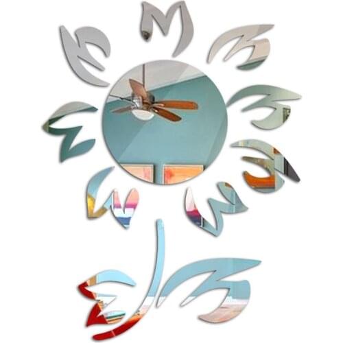 Sunflower wall mirror stickers Decorative self adhesive Acrylic paste for DIY Removable Home living room large Art Ornaments