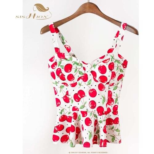 SISHION Ruffles Crop Top Bandage Summer Short Tank Top VT0009 Floral Slim Camisole Tank Vest Female Cropped Tops Bustier Woman