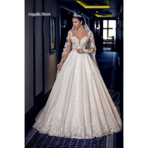 Chapel Ivory Wedding Dress With Long Sleeve Appliques Lace Beaded Backless Sexy Bridal Gowns 2021 Vestidos De Novia