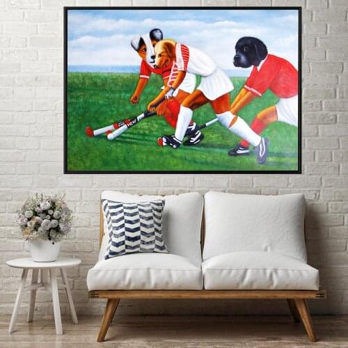 Animal Play Ball Pictures Living Room Wall Art Decor God Bless You No Frame Poster Oil Painting Decoration